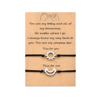 Shelucky Pinky Promise Distance Matching Bracelets for women girls Sun and Moon Bracelets Alloy Adjustable Cord Relationship Bracelets jewelry for Best Friends Couple Girlfriend Boyfriend His Her Family sisters Men Friendship-N002 br-Sun&Moon