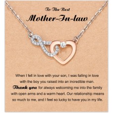 Shelucky Infinity Heart Pendant Necklace, Mother in Law Gifts from Daughter in Law on Birthday, Christmas, Thanksgiving, Mothers day, Wedding Jewelry Gifts for Mother of Groom, Women-N005 mother in law Ne