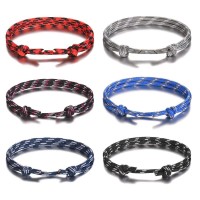 Shelucky Handmade Braided Woven Friendship Bracelets for 6, Matching Bracelect for Best Friend, Cool Wrist Bracelets With a Sliding Knot, Back to School Gifts for Boys Men Women-	N007 Rope br C