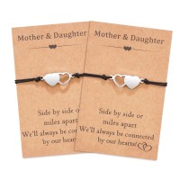 Shelucky Mother Daughter Bracelet, Mothers Day Gifts for Mom from Daughter in Birthday, Heart Bracelet Jewelry Set of 2 for Women Girls, Mother Daughter Gift-N009 2 heart br