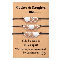 Shelucky Mother Daughter Bracelet, Mothers Day Gifts for Mom from Daughter in Birthday, Heart Bracelet Jewelry Set of 3 for Women Girls, Mother Daughter Gift-N009 3 heart br