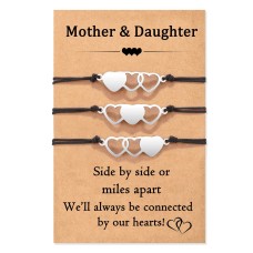 Shelucky Mother Daughter Bracelet, Mothers Day Gifts for Mom from Daughter in Birthday, Heart Bracelet Jewelry Set of 3 for Women Girls, Mother Daughter Gift-N009 3 heart br