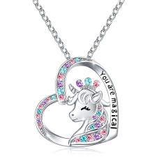 Shelucky Unicorns Gifts for Girls Unicorn Necklace for Little Girls Jewelry You Are Magical Pendant Necklaces Birthday Christmas Valentines Day Gifts for Girls Daughter Granddaughter Niece-N010 crown