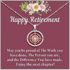 Shelucky Best Retirement Gifts for Women 2023 Compass Necklace Going Away Farewell Gifts for Coworker, Retirement Jewelry for Girlfriend, Women Friends, Girls- N011 Retirement Ne