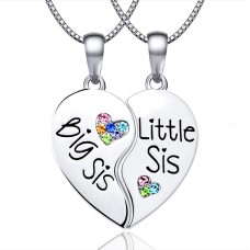 Shelucky Sister Gifts from Sister, Heart-shape Puzzle Necklace Big Sister & Little Sister Matching Necklace for Girls Women Teenager on Birthday Easter Christmas Valentines Day-N013 Sis Necklace