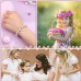 Shelucky Flower Girl Gifts from Bride, Pink Pearl and Rhinestone Balls Bracelets for Girls Flower Jewelry on Wedding Day Party,Engagement, Anniversary-N015 Flower br