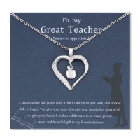 Teacher Appreciation Jewelry Gifts for Women, Apple Heart Necklace, Thank You Gifts Idea from Graduates and Students On Back To school, Graduation, End of Year, Christmas, Easter-N016 Apple Heart Ne