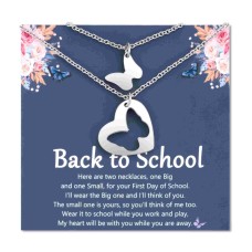 Shelucky Back to School Gift, First Day of School Mother Daughter Necklace Set Mommy and Me Matching Necklace for Women, Girls Seperation Anxiety Jewelry Present-N021 Matching Butterfly Necklaces