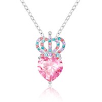 Shelucky Princess Queen Crown Heart Necklace, Crystal Pendant Necklace Jewelry Gifts for Girls, Teen Girls, Women, Birthday Christmas Valentine Gifts for Niece Daughter Sister Granddaughter -N026 Princess Crown Ne