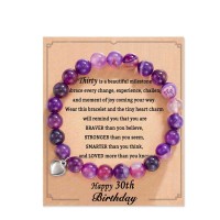 Shelucky 30th/40th/50th Birthday Gifts for Women, Natural Stone Heart Beaded Bracelets, Jewelry Birthday Gifts Ideas for Female Friends Wife Mom Sisters Aunt Daughter Niece-N027 30 BD br