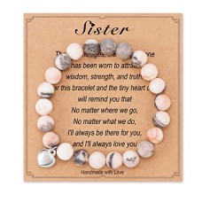 Shelucky Sister Gifts from Siter, Sister Beaded Bracelet for Women, Girls, Meaningful Gifts for Best Friend, Sister Birthday, Going Away, Distance, Christmas Gifts-N029 Sis Br