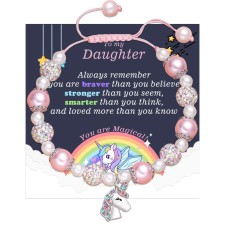 Shelucky Mother Daughter Gifts Unicorn Gifts for Girls Unicorn Bracelet Jewelry Gifts on Valentine's Day Birthday from Mother and Dad-N034 DT Br