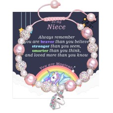 Shelucky Niece Gifts from Aunt Uncle Unicorn Gifts for Girls Unicorn Bracelet Jewelry gifts on Valentine's Day Birthday-N034 NC Br