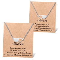 Shonyin 2 Sister Gifts from Sister, Sister Matching Necklace for 2, Heart Necklace Jewelry Gifts for Big Sister, Little Sister, Best Friend-N035 Sis Ne 2