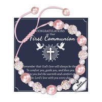 Shelucky First Communion Gifts for Girls, 1st Holy Communion Gifts, Easter,Confirmation, Baptism Gifts, Beaded Bracelet Jewelry for Girl-N037 Communion