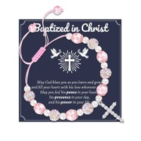 Shelucky Baptism Gifts for Girl, Easter Christian Religious Gifts Cross Bracelet for Girls, Confirmation for Girls Catholic-N037 Cross